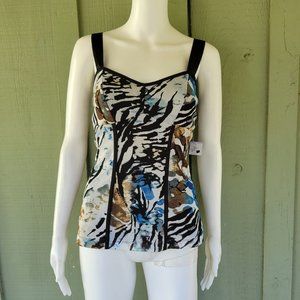 NWT NINE WEST Black White Blue Brown Mesh Top 6